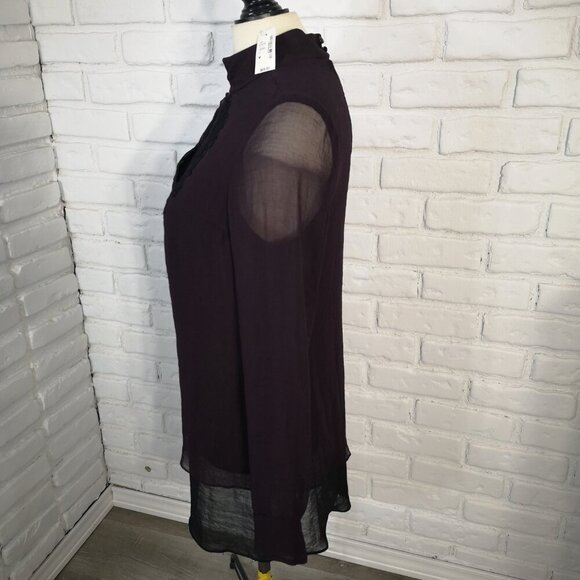 NWT RW&CO Ladies Size Medium Burgundy & Black Lightweight Blouse - Picture 4 of 13